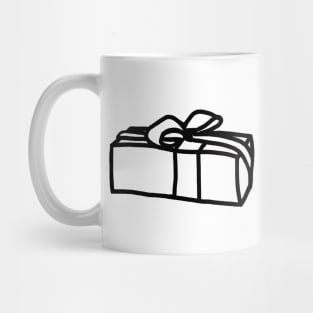 One Wrapped Gift Box Minimal Line Drawing at Christmas Mug